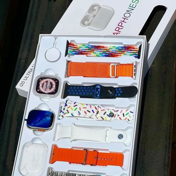 I20 Ultra Max Suit Smart Watch with AirPods 2 – 2.3” Display, 7 Straps, Fitness & Call Features