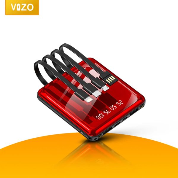 VPB16 10,000mAh Vizo Power Bank – Built-in Cables for Android, iPhone & Type-C – Compact & Fast Charging Powerbank
