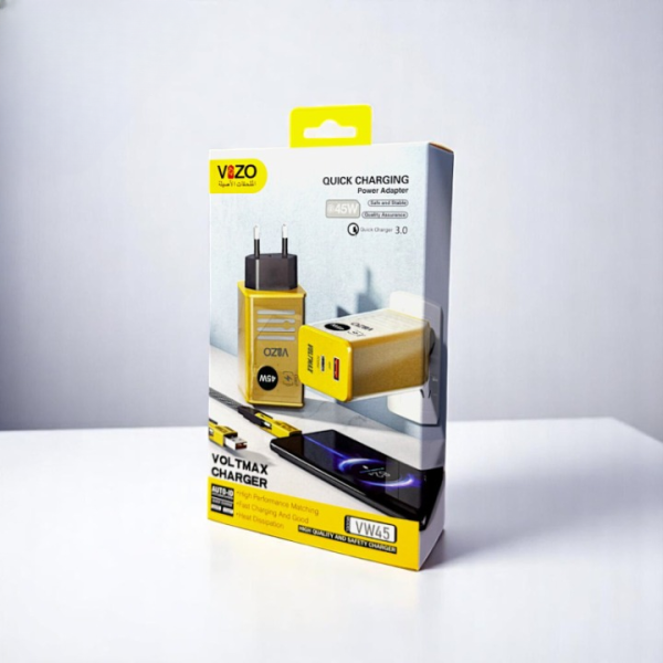 VW45 – 45W Vizo Volt Series PD Fast Charger | Dual Port USB-A & Type-C | Premium 4-in-1 Cable IncludedVW45 – 45W Vizo Volt Series PD Fast Charger | Dual Port USB-A & Type-C | Premium 4-in-1 Cable Included