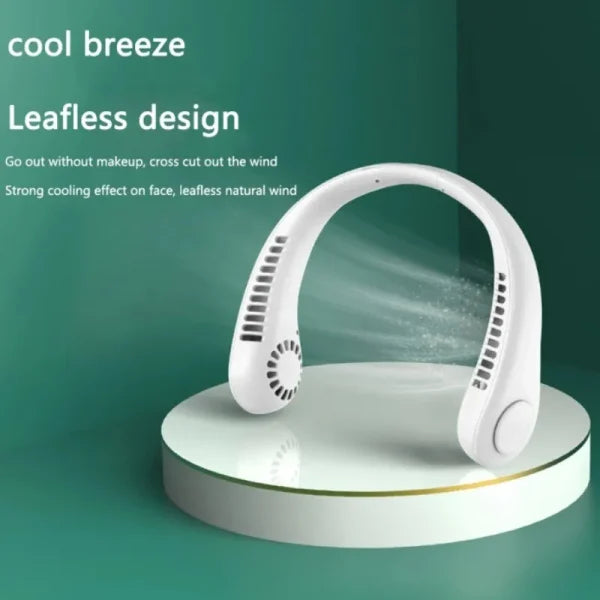 X5 Leafless Hanging Neck Fan – Portable USB Rechargeable Neck Fan with Adjustable Band (3 Speeds)